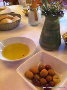 Couvert, including the incredible olive oil